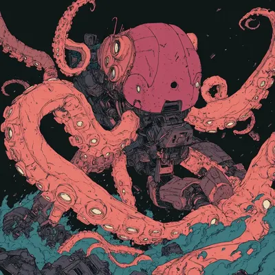 MECHAOCTOPUS ATTACK!!! - AI artwork, 13 Aug 2024