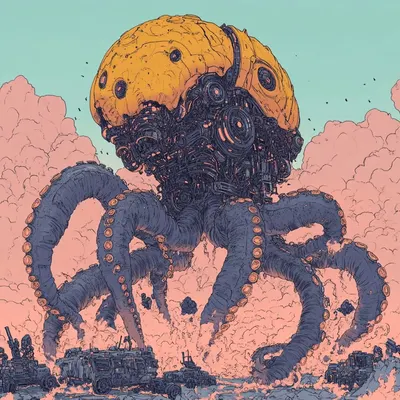 MECHAOCTOPUS ATTACK!!! - AI artwork, 13 Aug 2024