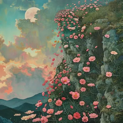 trough the ocean of flowers, on a different planet - AI artwork, 18 Aug 2024