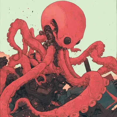 MECHAOCTOPUS ATTACK!!! - AI artwork, 13 Aug 2024