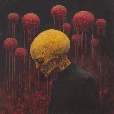 In the spaces where life and decay meet, we find fragments of ourselves slipping away. Each moment drips with both the weight of existence and the pull of the inevitable. Sometimes, it's in the unraveling that we discover the most profound truths - AI artwork, 8 Sep 2024