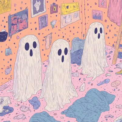 Your friendly neighborhood ghosts - AI artwork, 8 Oct 2024