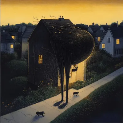 as night falls nightmare comes - AI artwork, 1 Dec 2024