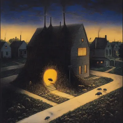 as night falls nightmare comes - AI artwork, 1 Dec 2024