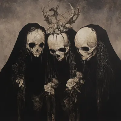 Three sisters of death. It's too late to be late - AI artwork, 13 Jan 2025