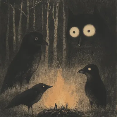 Deep in the forest. They wait - AI artwork, 26 Feb 2025