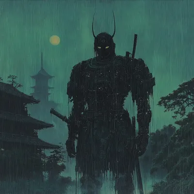 Cyber samurai follows the path of digits 01 - AI artwork, 9 Feb 2025