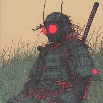 Cyber samurai follows the path of digits 01 - AI artwork, 9 Feb 2025