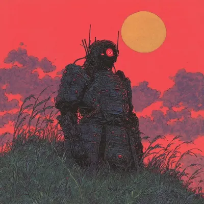 Cyber samurai follows the path of digits 01 - AI artwork, 9 Feb 2025