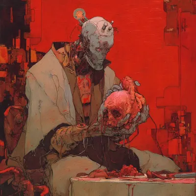 hollow, pretending to be human - AI artwork, 25 Apr 2025