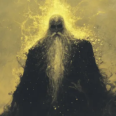 weaving flowers from death beneath the watchful eye of a bleeding moon - AI artwork, 13 Apr 2025
