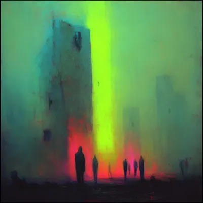 neons of the fallen - AI artwork, 9 Apr 2025