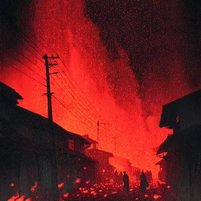 everything will burn - AI artwork, 7 May 2025