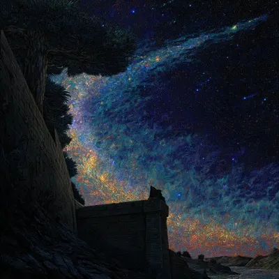 Everything swings like a pendulum. Yesterday, I felt the whole world. Today, I'm nothing but a flea, a speck of dust in the void - AI artwork, 8 May 2025