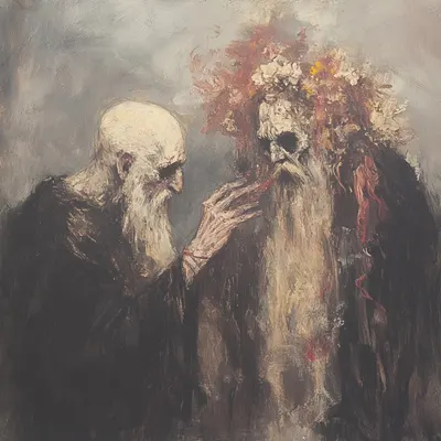 whispers of the past on my head. they comfort me reminding that I survived, that I’ve felt deeply, that I were once someone else, and still are - AI artwork, 11 May 2025