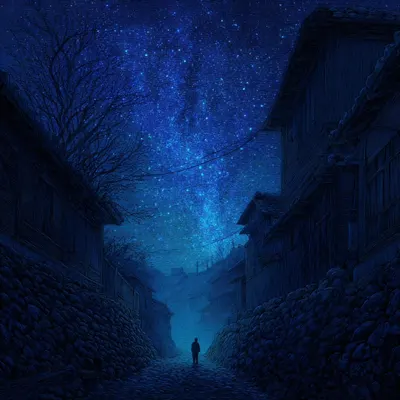 Everything swings like a pendulum. Yesterday, I felt the whole world. Today, I'm nothing but a flea, a speck of dust in the void - AI artwork, 8 May 2025