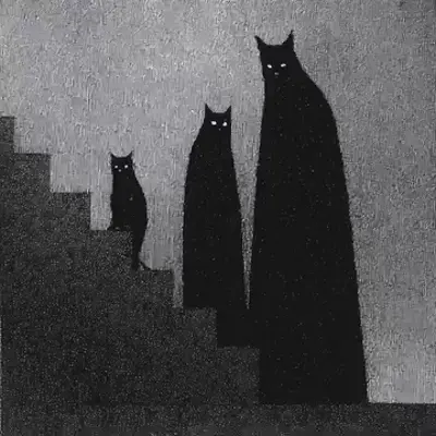 I can see them. In corners, reflections, in the shadows. Passing me by - AI artwork, 3 Jul 2025