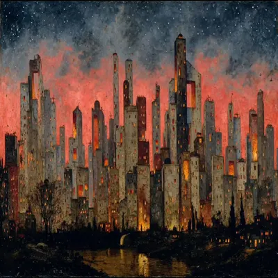shattered in the city, drowning in vanity - AI artwork, 27 Sep 2025