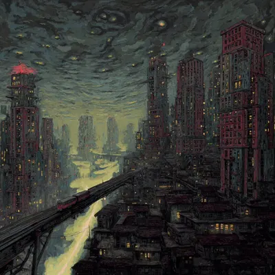 dystopian city among infinite number of universes - AI artwork, 26 Oct 2025