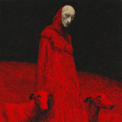 I don't want to hear the dogs barking but they are always there, always waiting to sink their cold fangs in my fragile black heart - AI artwork, 1 Oct 2025