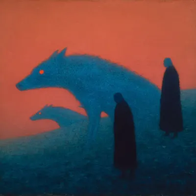 I don't want to hear the dogs barking but they are always there, always waiting to sink their cold fangs in my fragile black heart - AI artwork, 1 Oct 2025