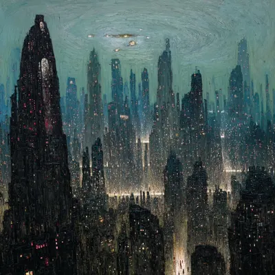 dystopian city among infinite number of universes - AI artwork, 26 Oct 2025