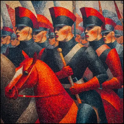 red cavalry riding - AI artwork, 25 Nov 2025
