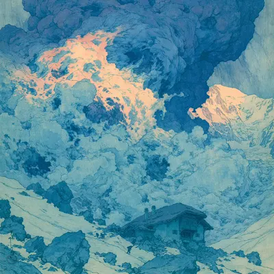 Oh I need some rest. Between nature and her vulgar display of power - AI artwork, 23 Jul 2026