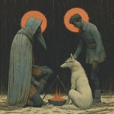 in the woods and fire - AI artwork, 9 Jul 2026