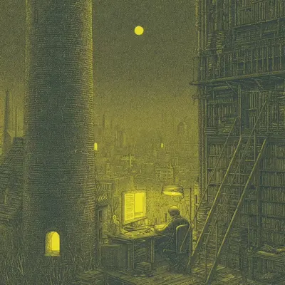 Oh the city, you never sleep. Feeling thin, substances leaving my body - AI artwork, 12 Jul 2026